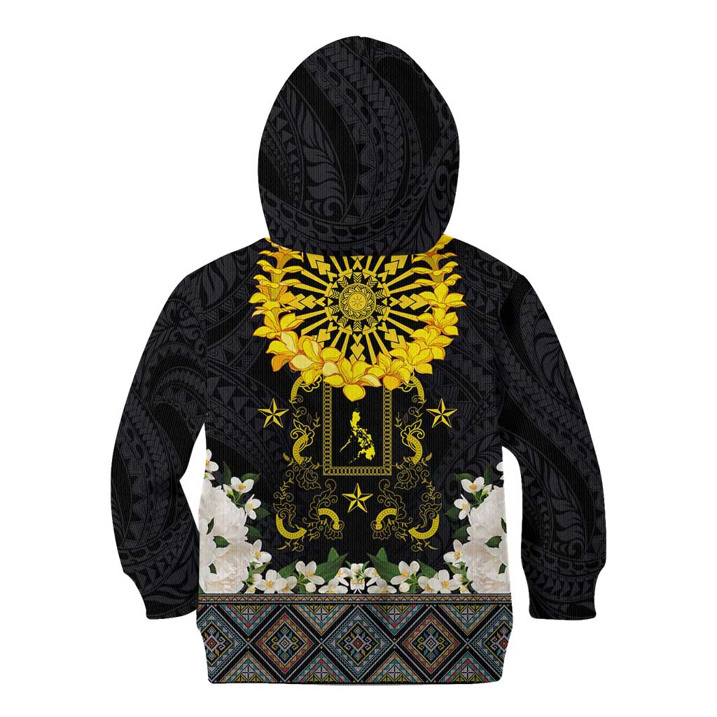 Flores de Mayo and Filipino Fiesta Kid Hoodie The Sun-Jasmine and Polynesian Yakan Tattoo Barong Style