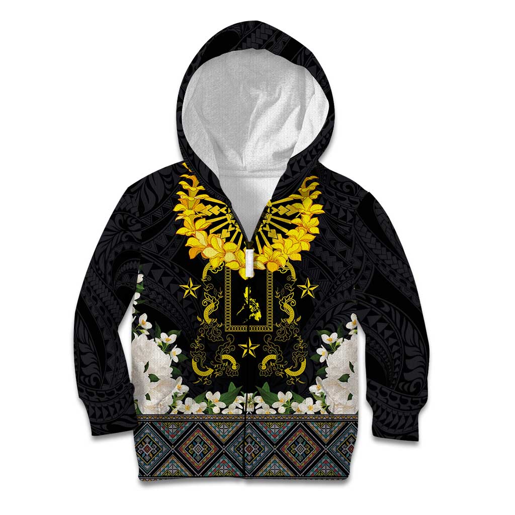 Flores de Mayo and Filipino Fiesta Kid Hoodie The Sun-Jasmine and Polynesian Yakan Tattoo Barong Style