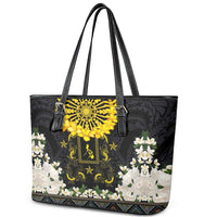 Flores de Mayo and Filipino Fiesta Leather Tote Bag The Sun-Jasmine and Polynesian Yakan Tattoo Barong Style
