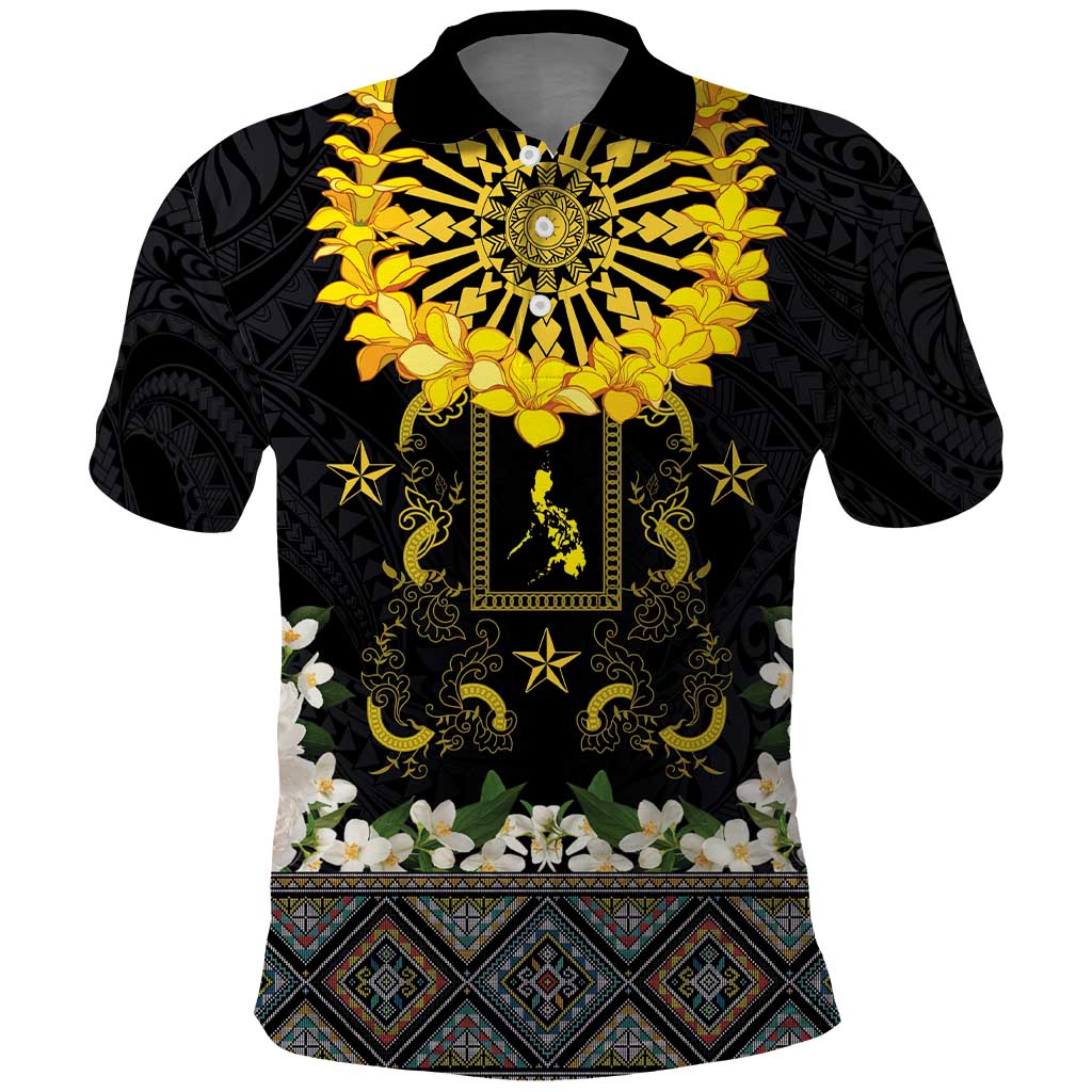Flores de Mayo and Filipino Fiesta Polo Shirt The Sun-Jasmine and Polynesian Yakan Tattoo Barong Style