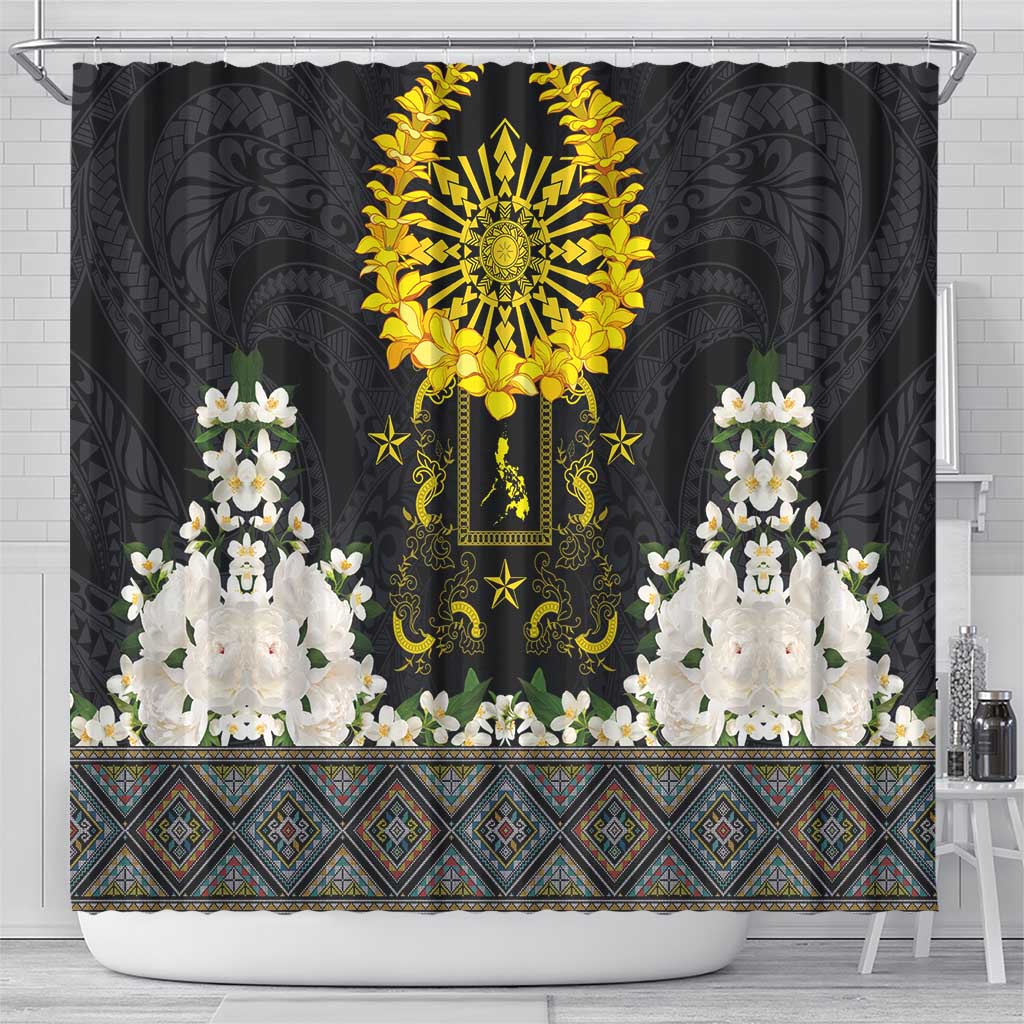 Flores de Mayo and Filipino Fiesta Shower Curtain The Sun-Jasmine and Polynesian Yakan Tattoo Barong Style