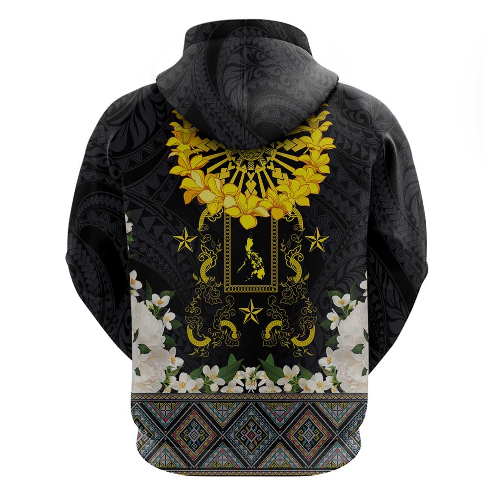 Flores de Mayo and Filipino Fiesta Zip Hoodie The Sun-Jasmine and Polynesian Yakan Tattoo Barong Style