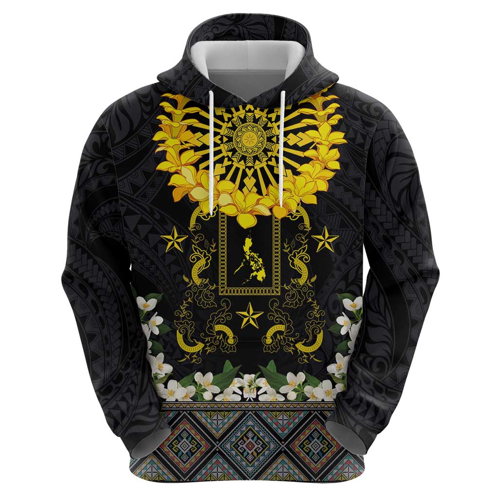 Flores de Mayo and Filipino Fiesta Zip Hoodie The Sun-Jasmine and Polynesian Yakan Tattoo Barong Style