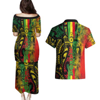 Aotearoa Reggae Couples Matching Puletasi and Hawaiian Shirt Maori Reggae-One Love LT03 - Polynesian Pride