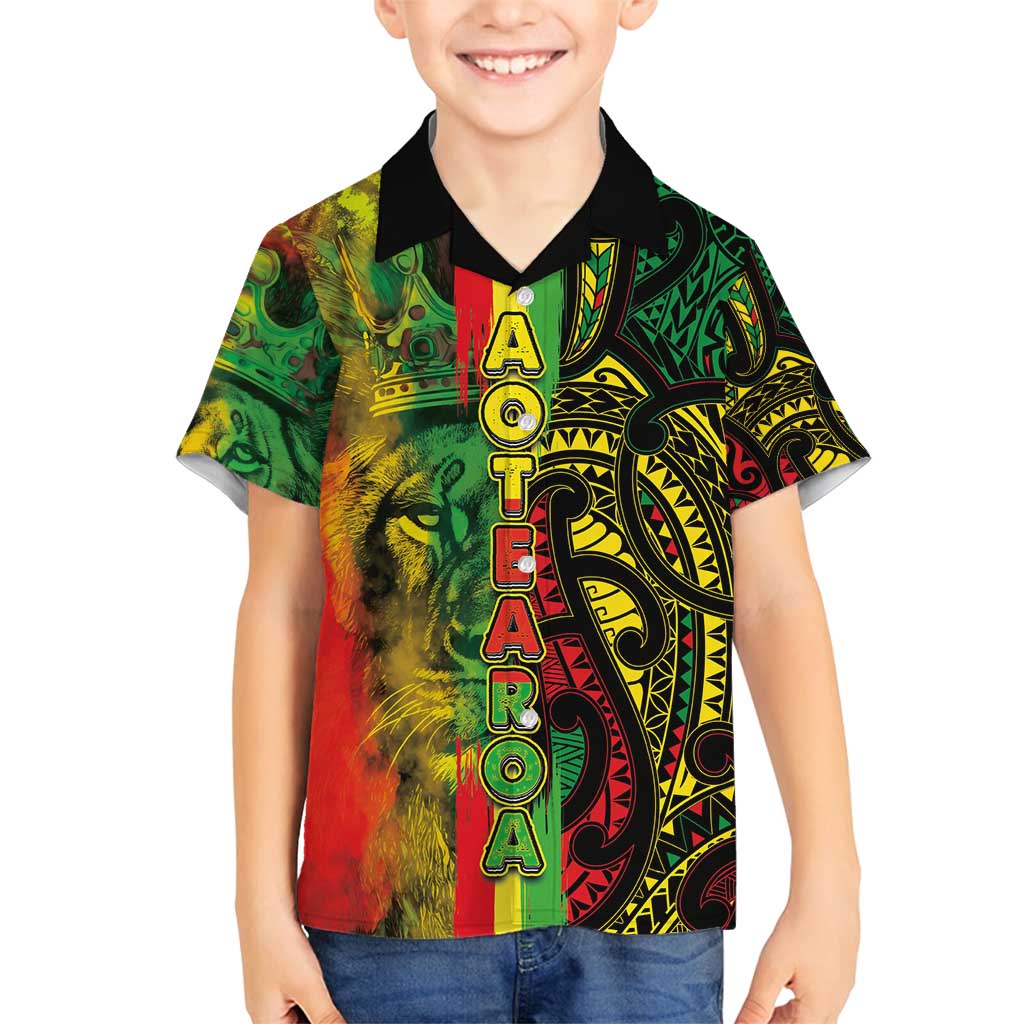Aotearoa Reggae Family Matching Puletasi and Hawaiian Shirt Maori Reggae-One Love