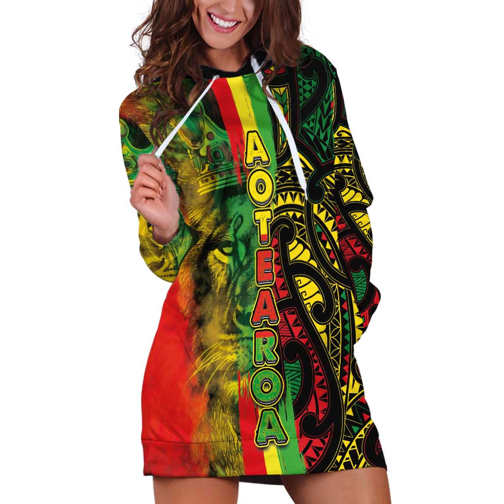 Aotearoa Reggae Hoodie Dress Maori Reggae-One Love LT03 Reggae - Polynesian Pride