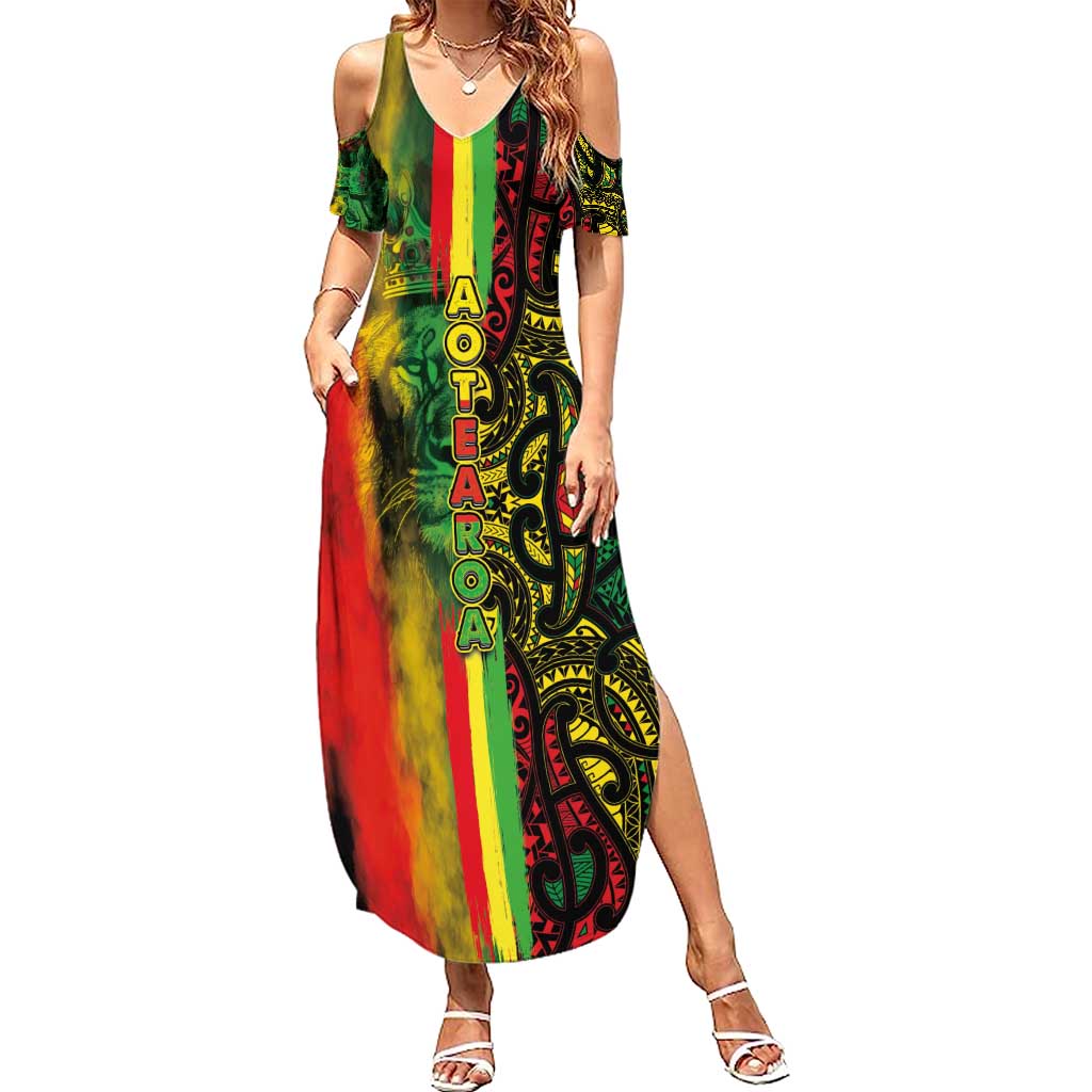 Aotearoa Reggae Summer Maxi Dress Maori Reggae-One Love LT03 Women Reggae - Polynesian Pride