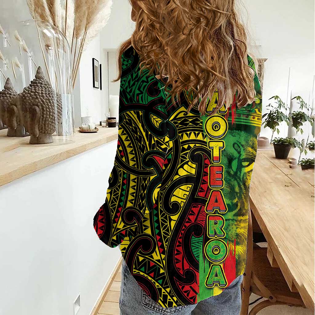 Aotearoa Reggae Women Casual Shirt Maori Reggae-One Love