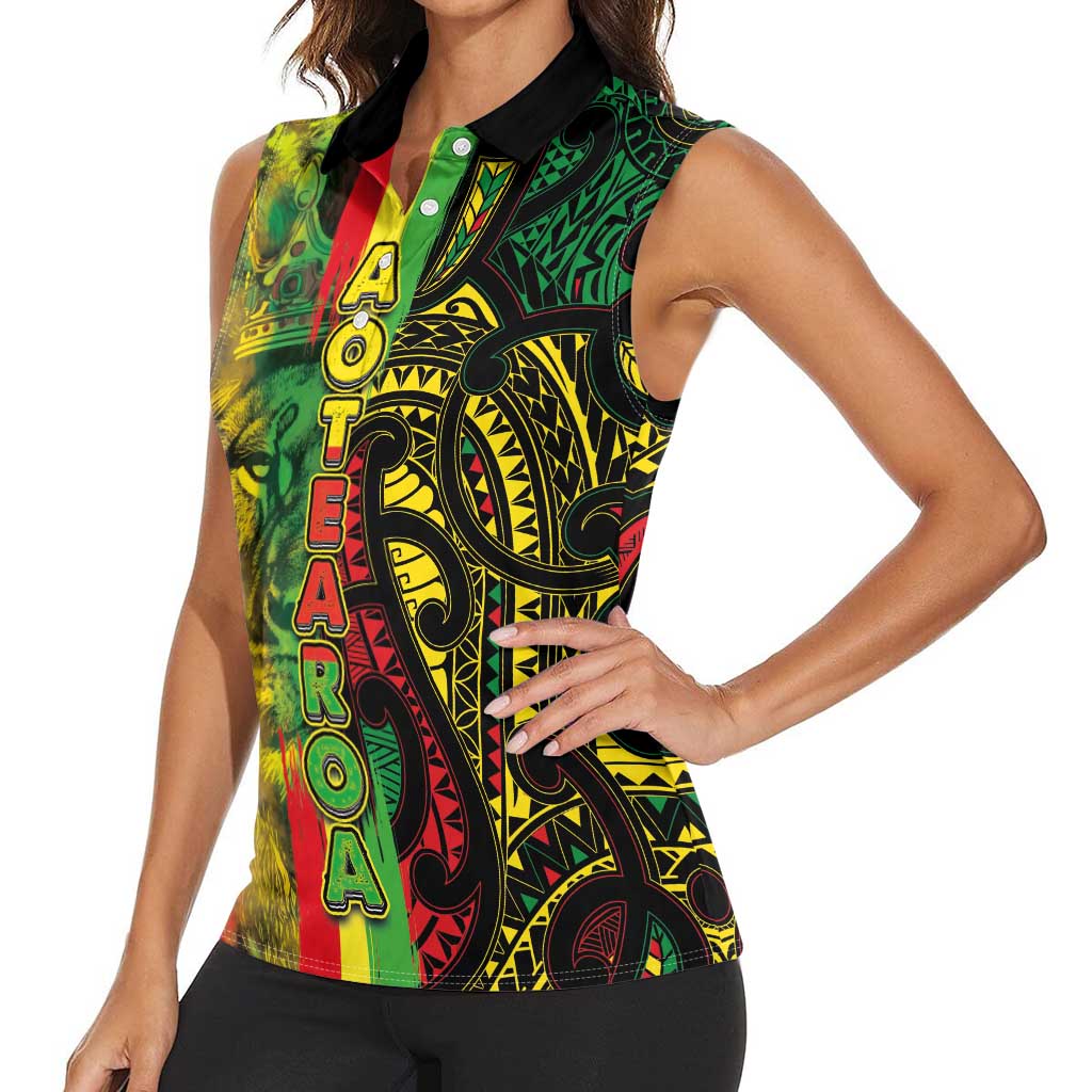 Aotearoa Reggae Women Sleeveless Polo Shirt Maori Reggae-One Love