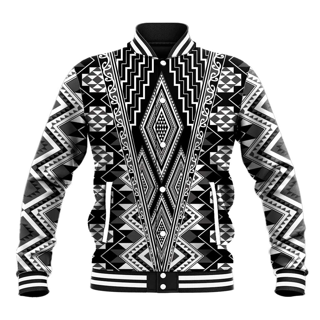 Aotearoa Tukutuku and Poutama Motif Classic Baseball Jacket LT03 Unisex Gray - Polynesian Pride