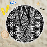 Aotearoa Tukutuku and Poutama Motif Classic Beach Blanket LT03 One Size 150cm Gray - Polynesian Pride