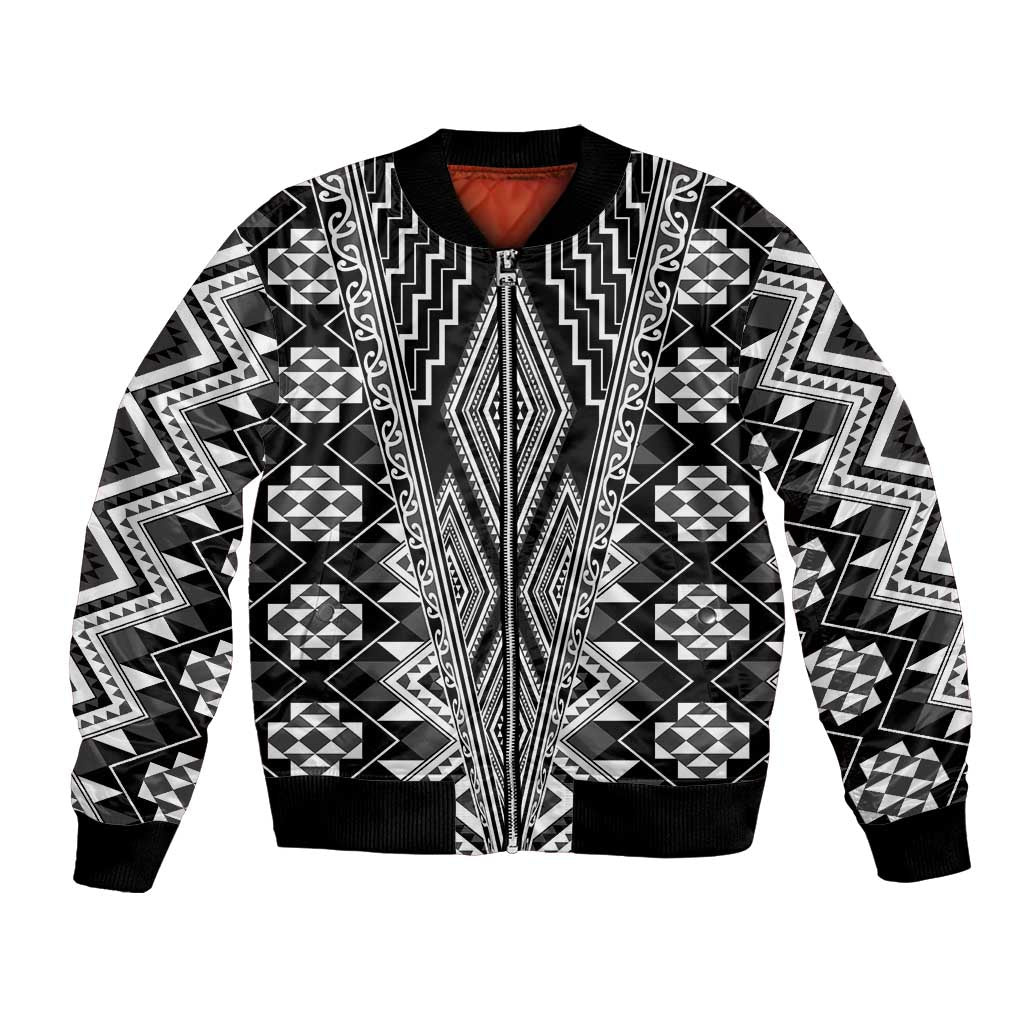 Aotearoa Tukutuku and Poutama Motif Classic Bomber Jacket