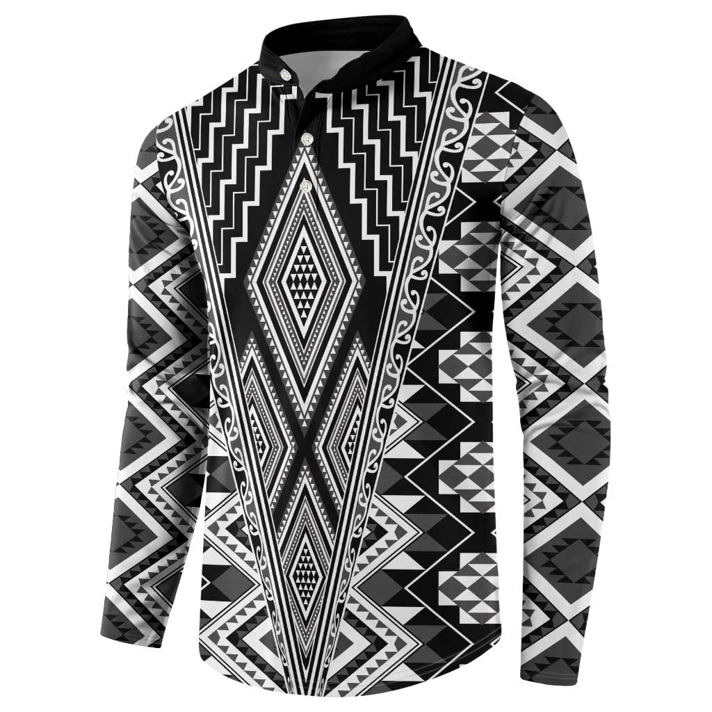 Aotearoa Tukutuku and Poutama Motif Classic Button Sweatshirt LT03 - Polynesian Pride