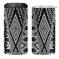 Aotearoa Tukutuku and Poutama Motif Classic 4 in 1 Can Cooler Tumbler LT03 One Size: 16 oz Gray - Polynesian Pride