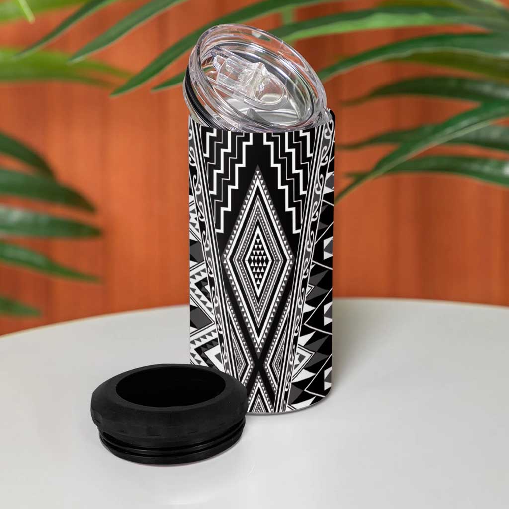 Aotearoa Tukutuku and Poutama Motif Classic 4 in 1 Can Cooler Tumbler LT03 - Polynesian Pride