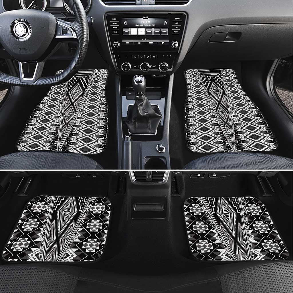 Aotearoa Tukutuku and Poutama Motif Classic Car Mats LT03 Set 4pcs Gray - Polynesian Pride