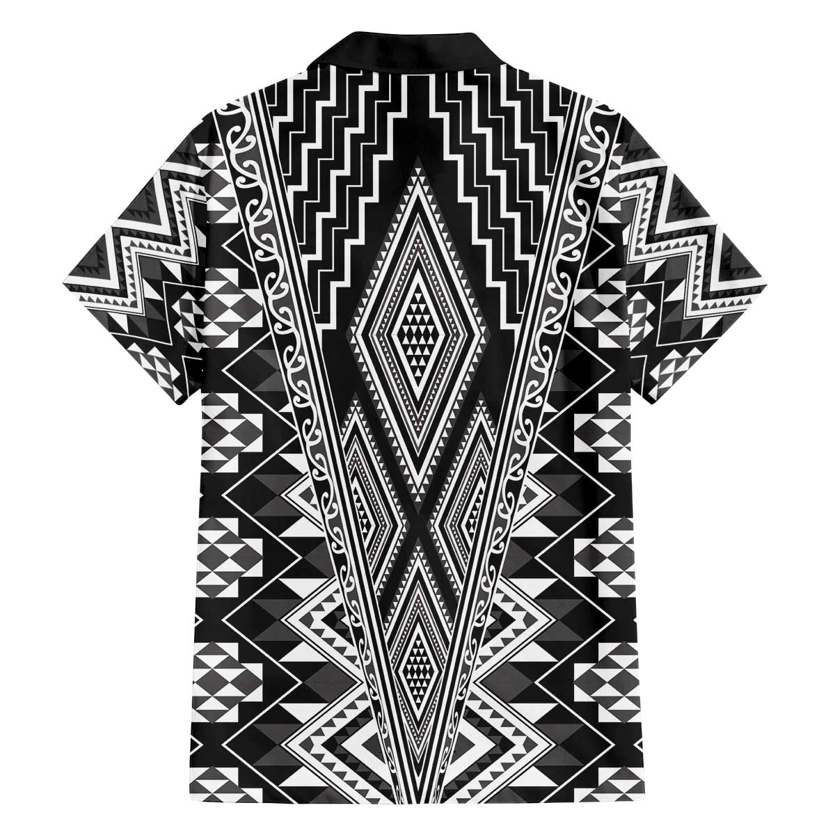 Aotearoa Tukutuku and Poutama Motif Classic Family Matching Off The Shoulder Long Sleeve Dress and Hawaiian Shirt