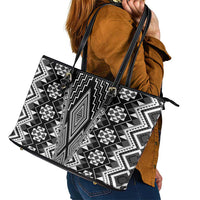 Aotearoa Tukutuku and Poutama Motif Classic Leather Tote Bag
