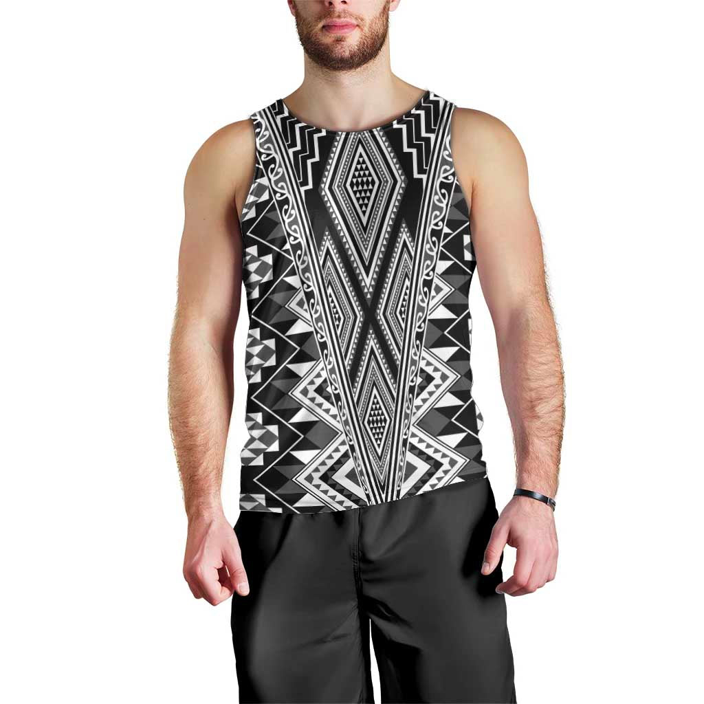 Aotearoa Tukutuku and Poutama Motif Classic Men Tank Top LT03 - Polynesian Pride