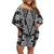 Aotearoa Tukutuku and Poutama Motif Classic Off Shoulder Short Dress