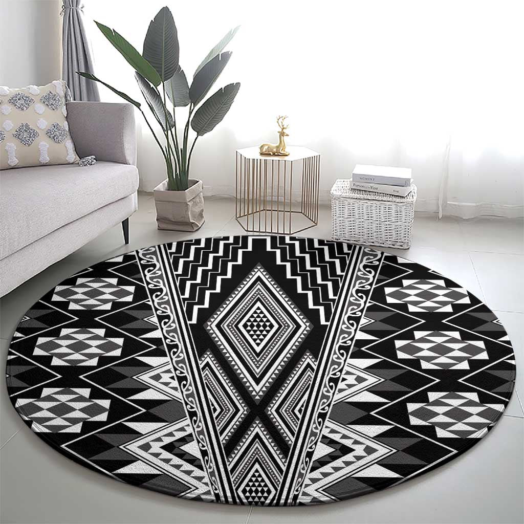 Aotearoa Tukutuku and Poutama Motif Classic Round Carpet