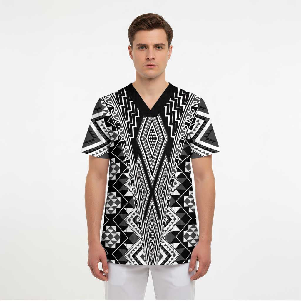 Aotearoa Tukutuku and Poutama Motif Classic Scrub Top LT03 - Polynesian Pride