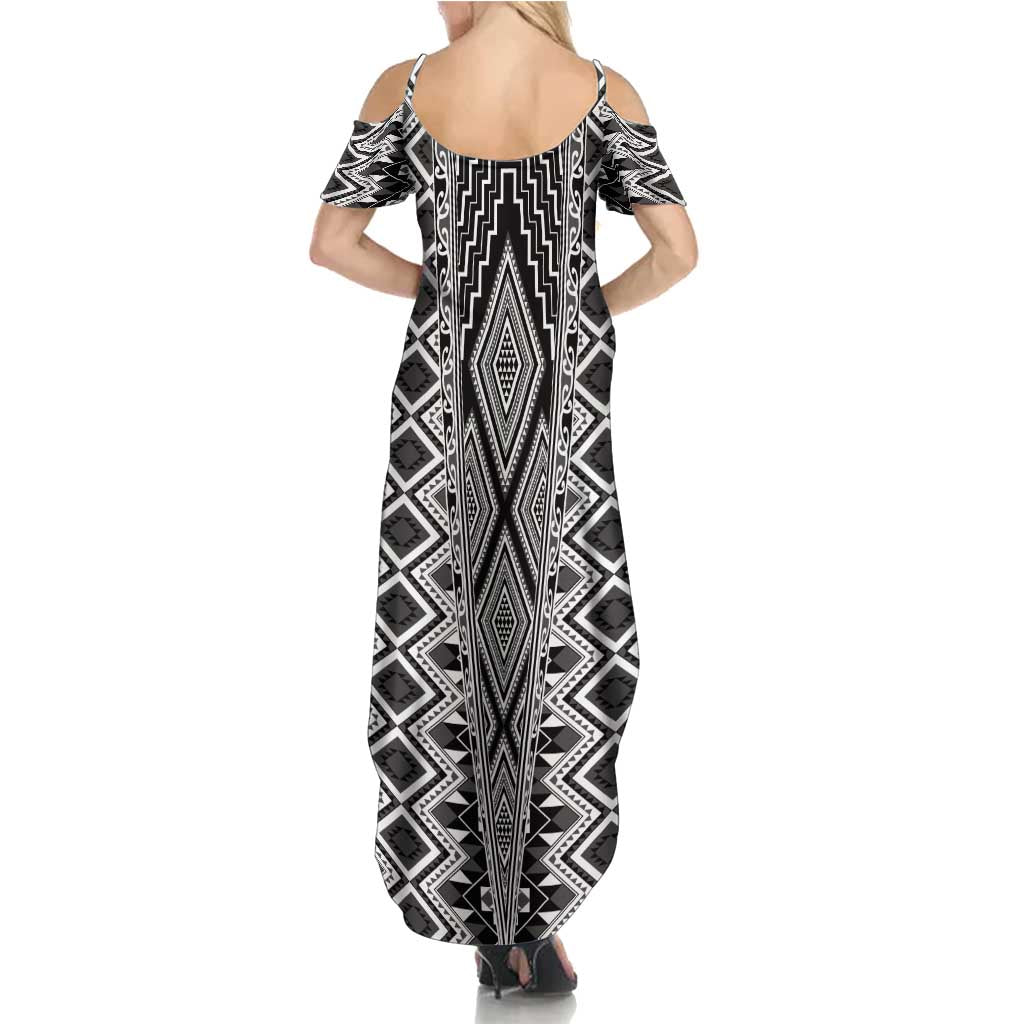 Aotearoa Tukutuku and Poutama Motif Classic Summer Maxi Dress LT03 - Polynesian Pride