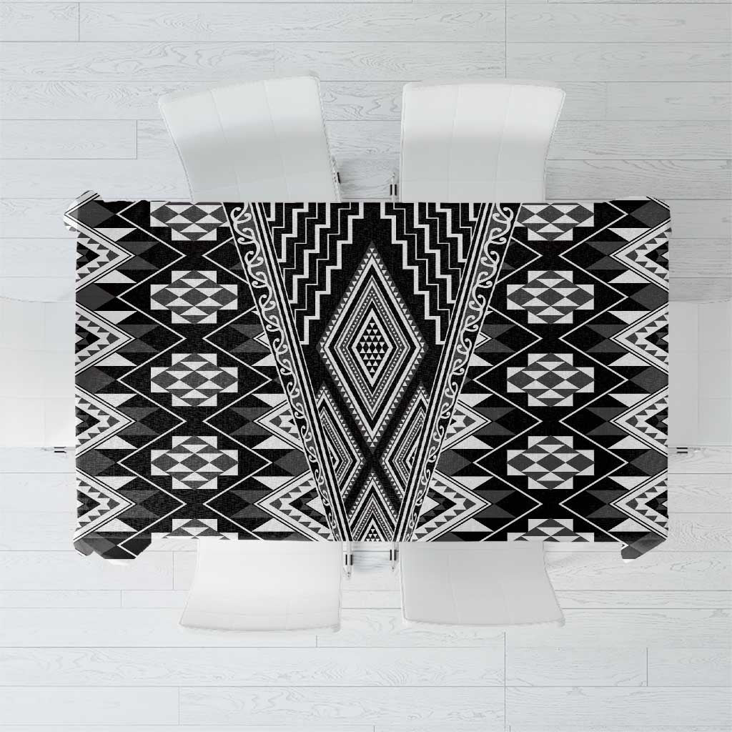 Aotearoa Tukutuku and Poutama Motif Classic Tablecloth LT03 Gray - Polynesian Pride