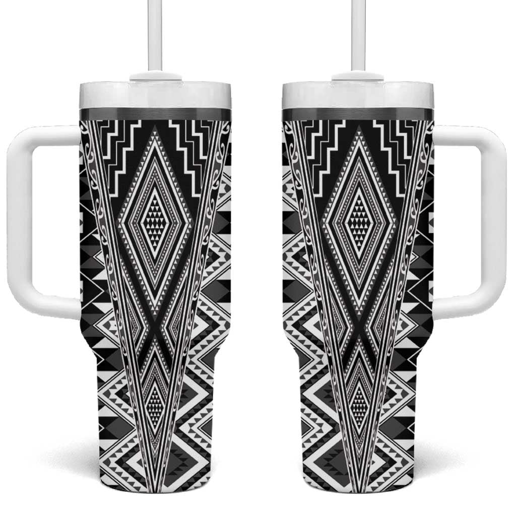 Aotearoa Tukutuku and Poutama Motif Classic Tumbler With Handle LT03 One Size: 40 oz Gray - Polynesian Pride
