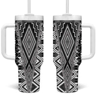 Aotearoa Tukutuku and Poutama Motif Classic Tumbler With Handle LT03 One Size: 40 oz Gray - Polynesian Pride