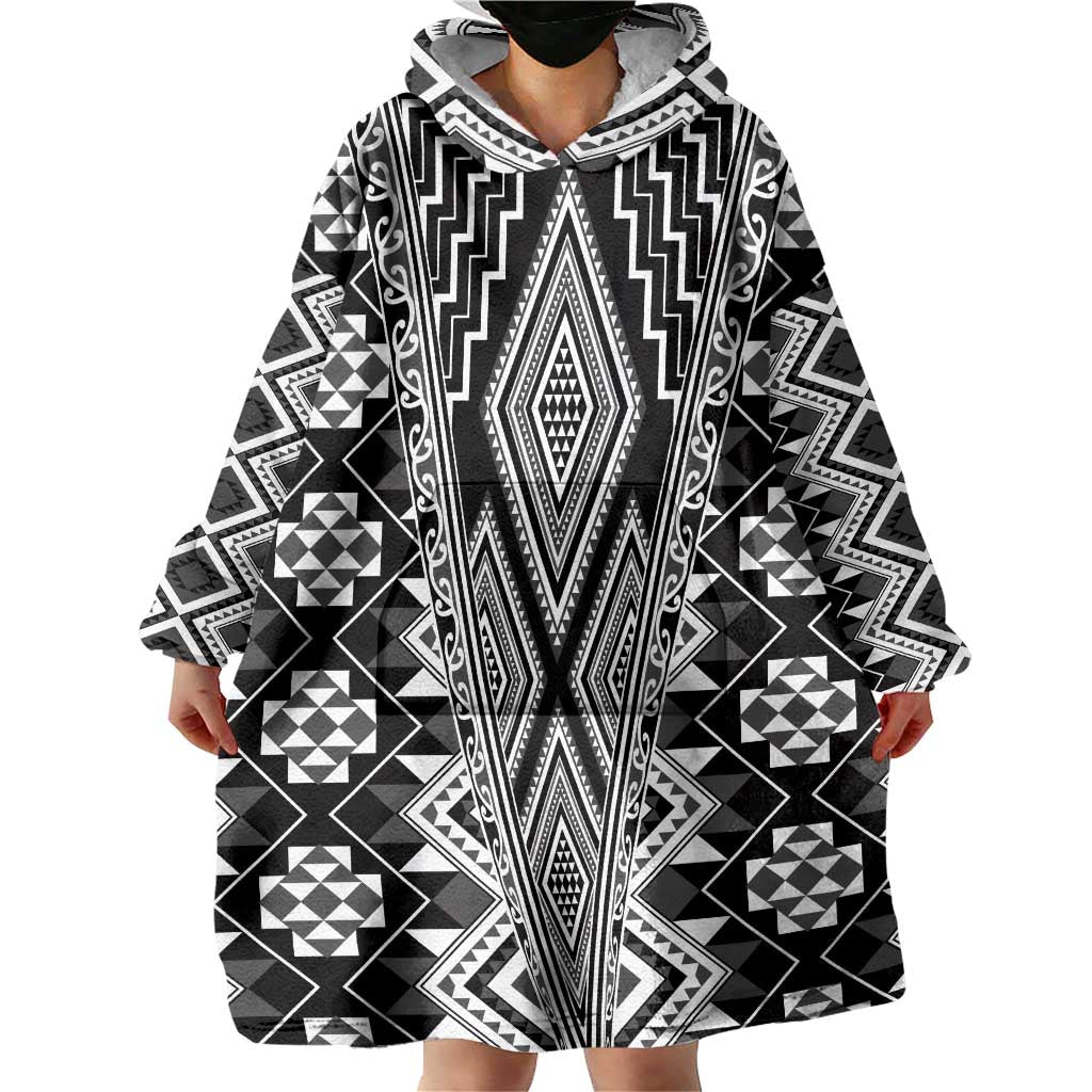 Aotearoa Tukutuku and Poutama Motif Classic Wearable Blanket Hoodie LT03 - Polynesian Pride