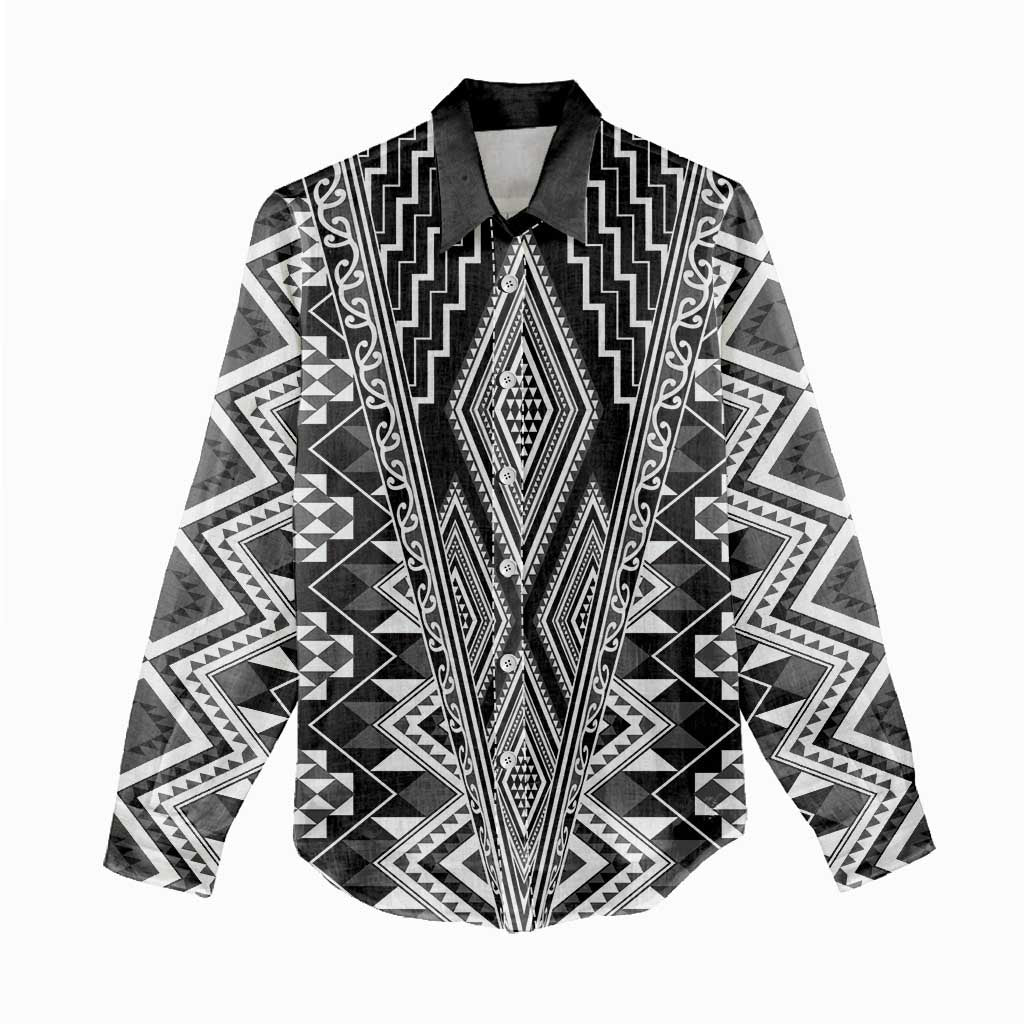 Aotearoa Tukutuku and Poutama Motif Classic Women Casual Shirt
