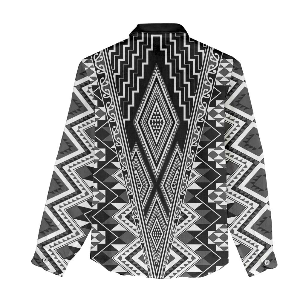 Aotearoa Tukutuku and Poutama Motif Classic Women Casual Shirt