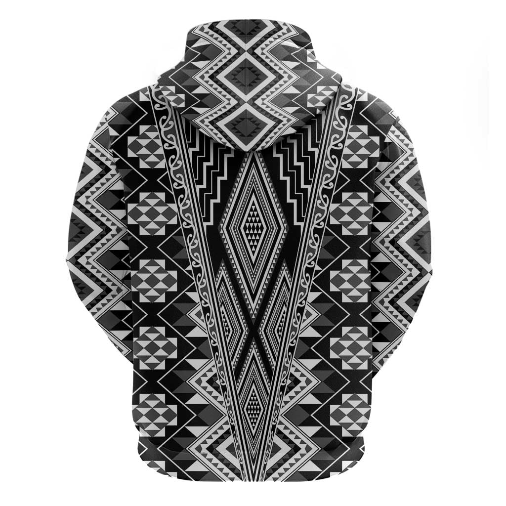 Aotearoa Tukutuku and Poutama Motif Classic Zip Hoodie