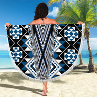 Blue Aotearoa Tukutuku and Poutama Motif Beach Blanket LT03 - Polynesian Pride