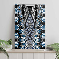 Blue Aotearoa Tukutuku and Poutama Motif Canvas Wall Art LT03 - Polynesian Pride