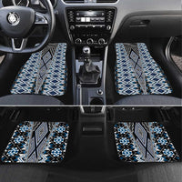 Blue Aotearoa Tukutuku and Poutama Motif Car Mats LT03 Set 4pcs Blue - Polynesian Pride