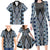 Blue Aotearoa Tukutuku and Poutama Motif Family Matching Long Sleeve Bodycon Dress and Hawaiian Shirt