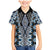 Blue Aotearoa Tukutuku and Poutama Motif Family Matching Mermaid Dress and Hawaiian Shirt