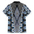 Blue Aotearoa Tukutuku and Poutama Motif Family Matching Short Sleeve Bodycon Dress and Hawaiian Shirt