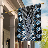 Blue Aotearoa Tukutuku and Poutama Motif Garden Flag LT03 House Flag Blue - Polynesian Pride