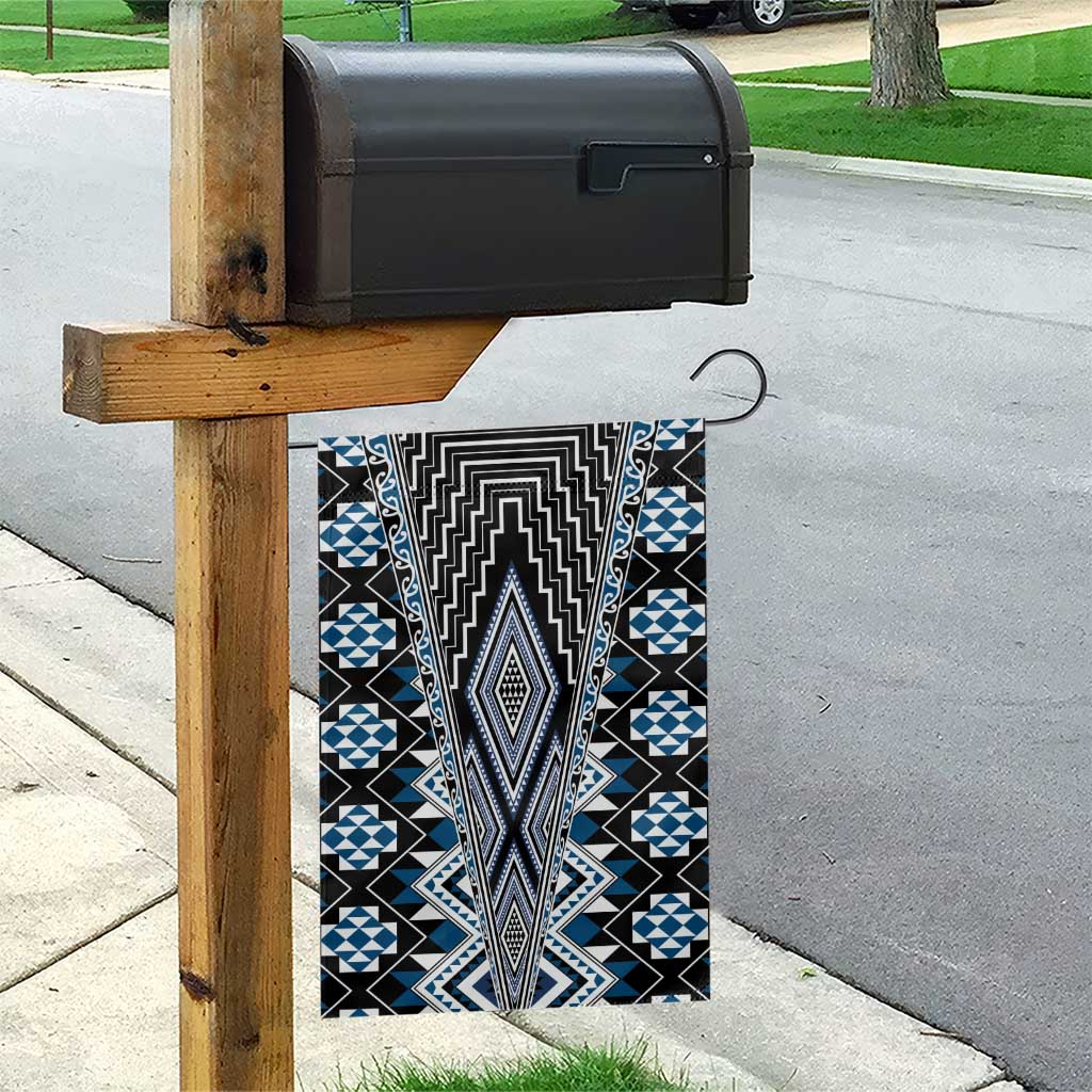 Blue Aotearoa Tukutuku and Poutama Motif Garden Flag LT03 - Polynesian Pride