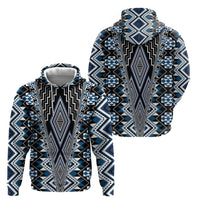 Blue Aotearoa Tukutuku and Poutama Motif Hoodie