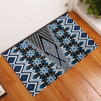 Blue Aotearoa Tukutuku and Poutama Motif Rubber Doormat LT03 - Polynesian Pride
