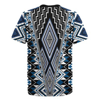 Blue Aotearoa Tukutuku and Poutama Motif Rugby Jersey