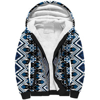Blue Aotearoa Tukutuku and Poutama Motif Sherpa Hoodie LT03 Unisex Blue - Polynesian Pride