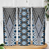 Blue Aotearoa Tukutuku and Poutama Motif Skinny Tumbler