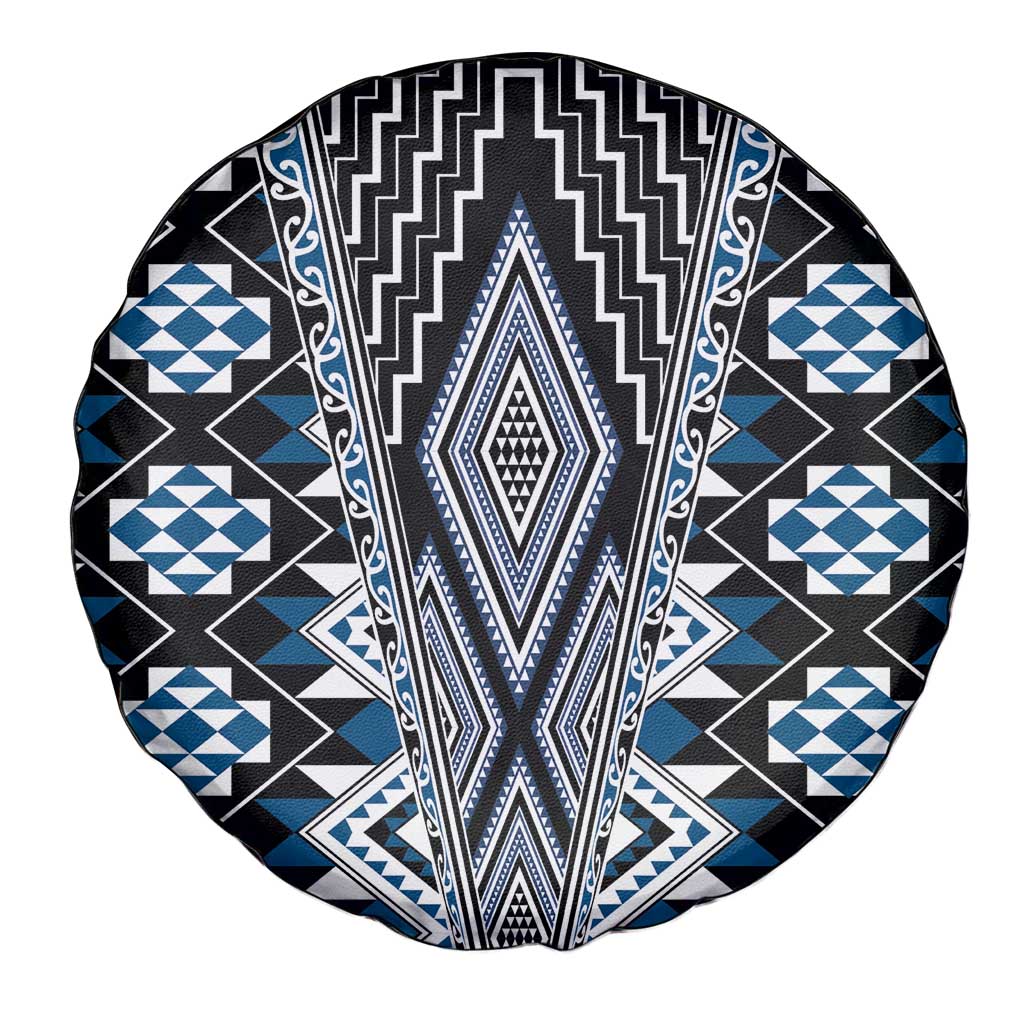 Blue Aotearoa Tukutuku and Poutama Motif Spare Tire Cover