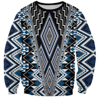 Blue Aotearoa Tukutuku and Poutama Motif Sweatshirt LT03 Unisex Blue - Polynesian Pride