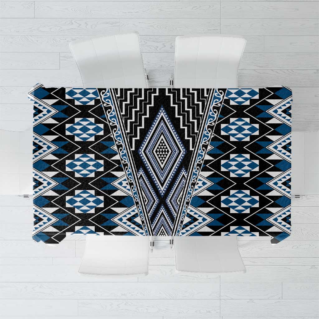 Blue Aotearoa Tukutuku and Poutama Motif Tablecloth LT03 Blue - Polynesian Pride